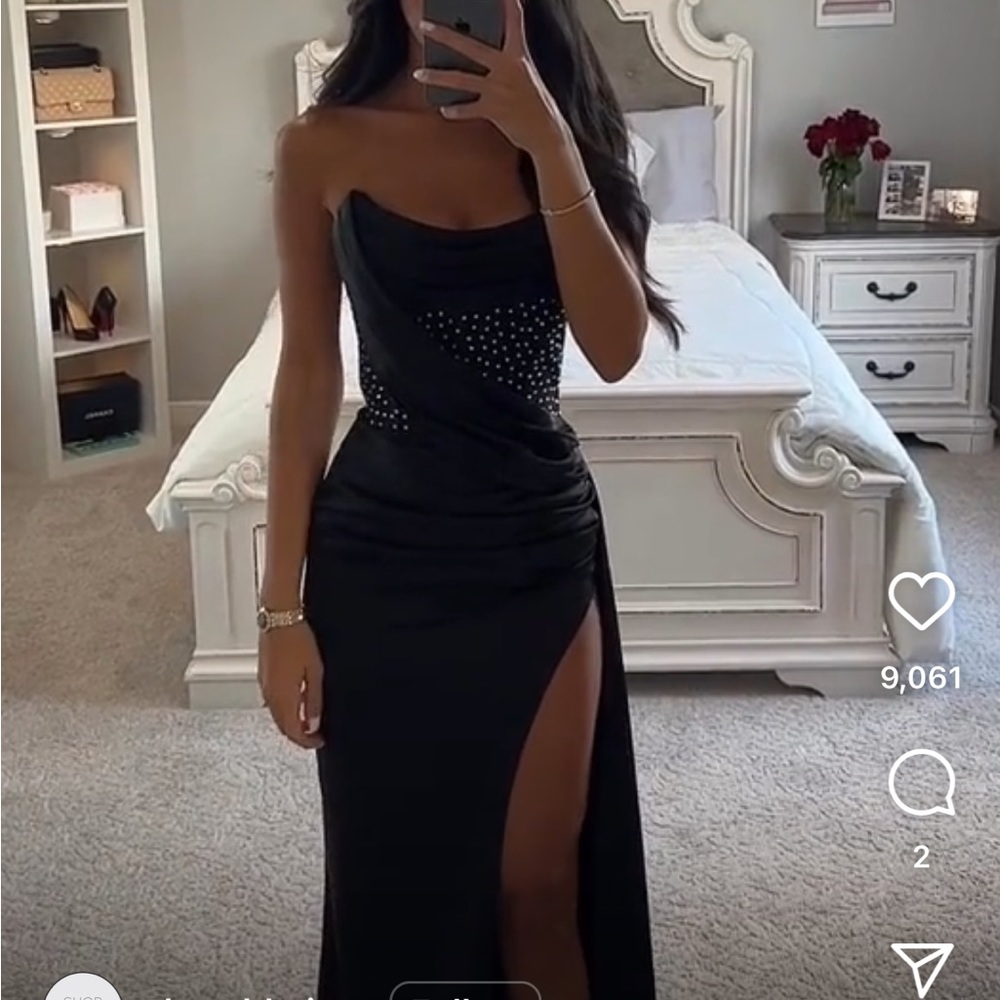 Black strapless corset ball gown/ prom dress